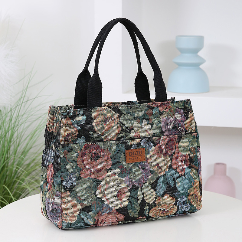 Tote Bag Canvas Print - حقيبة يد نسائية بطبعة زهور، حقيبة