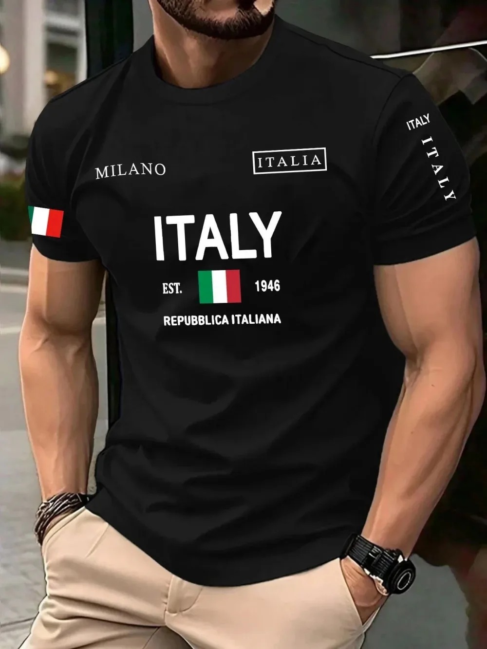 Street Fashion In Milan - تي شيرت رجالي بتصميم عصري أوروبي