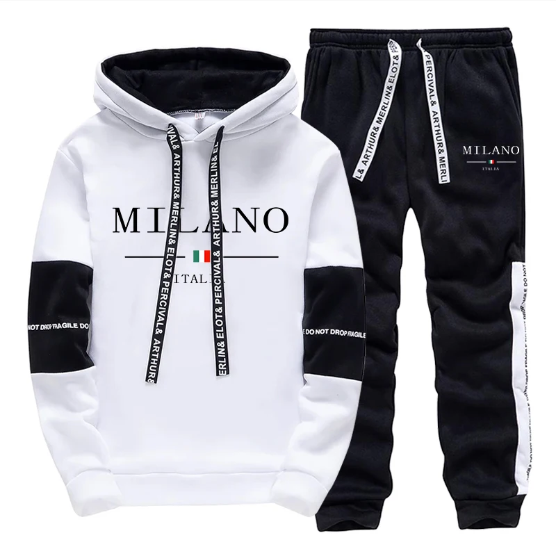 Street Fashion Hoodie - طقم رجالي/هودي/بنطلون، طقم رياضي عصري إيطالي،