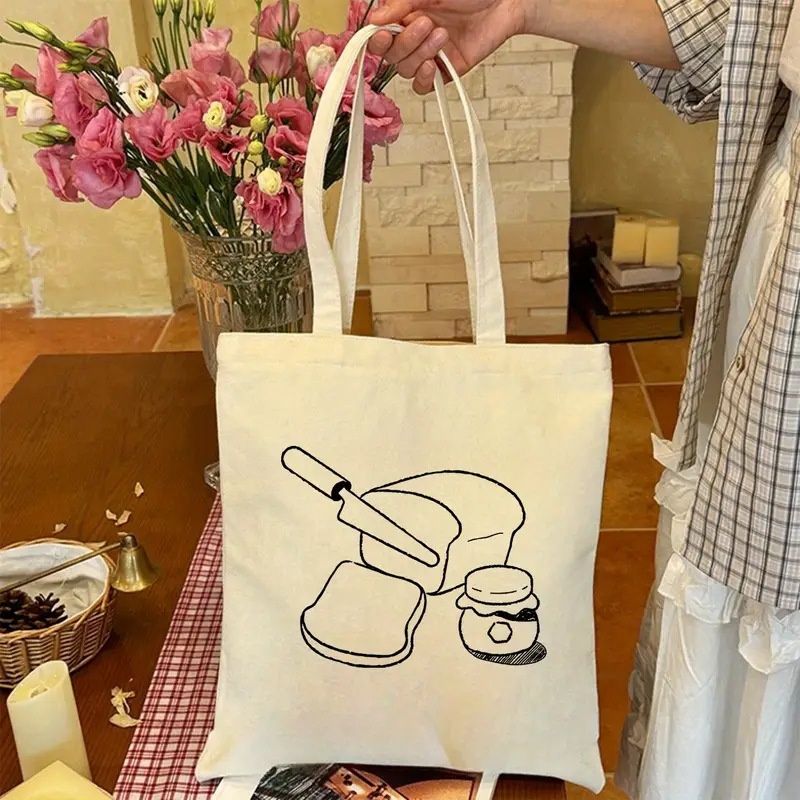 Tote Bag Canvas Print - حقيبة حمل قماشية بتصميم فن الخطوط