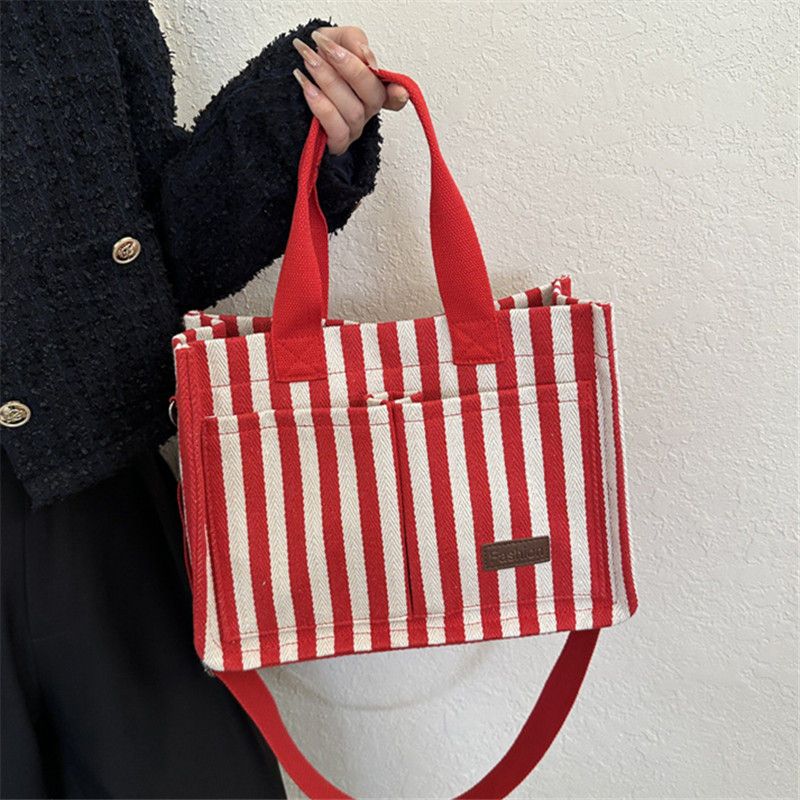 Tote Bag Canvas Print - حقيبة متقاطعة مع الجسم قماشية مخططة