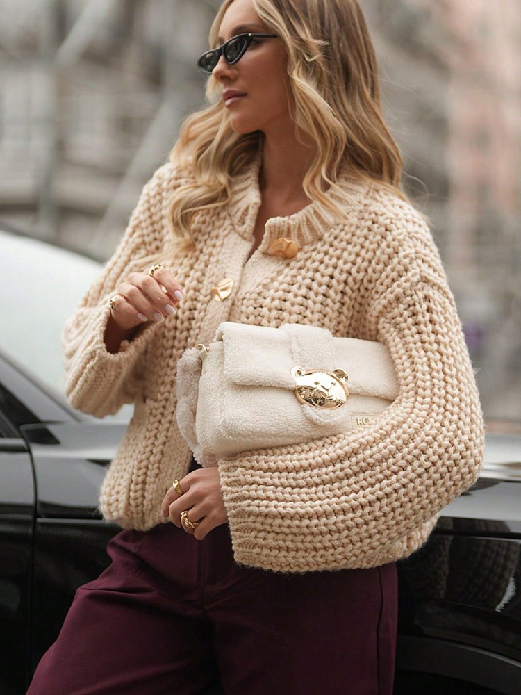 كارديجان نسائي أنيق باللون الب - مراجعة Street Fashion Winter 2026 وسعره