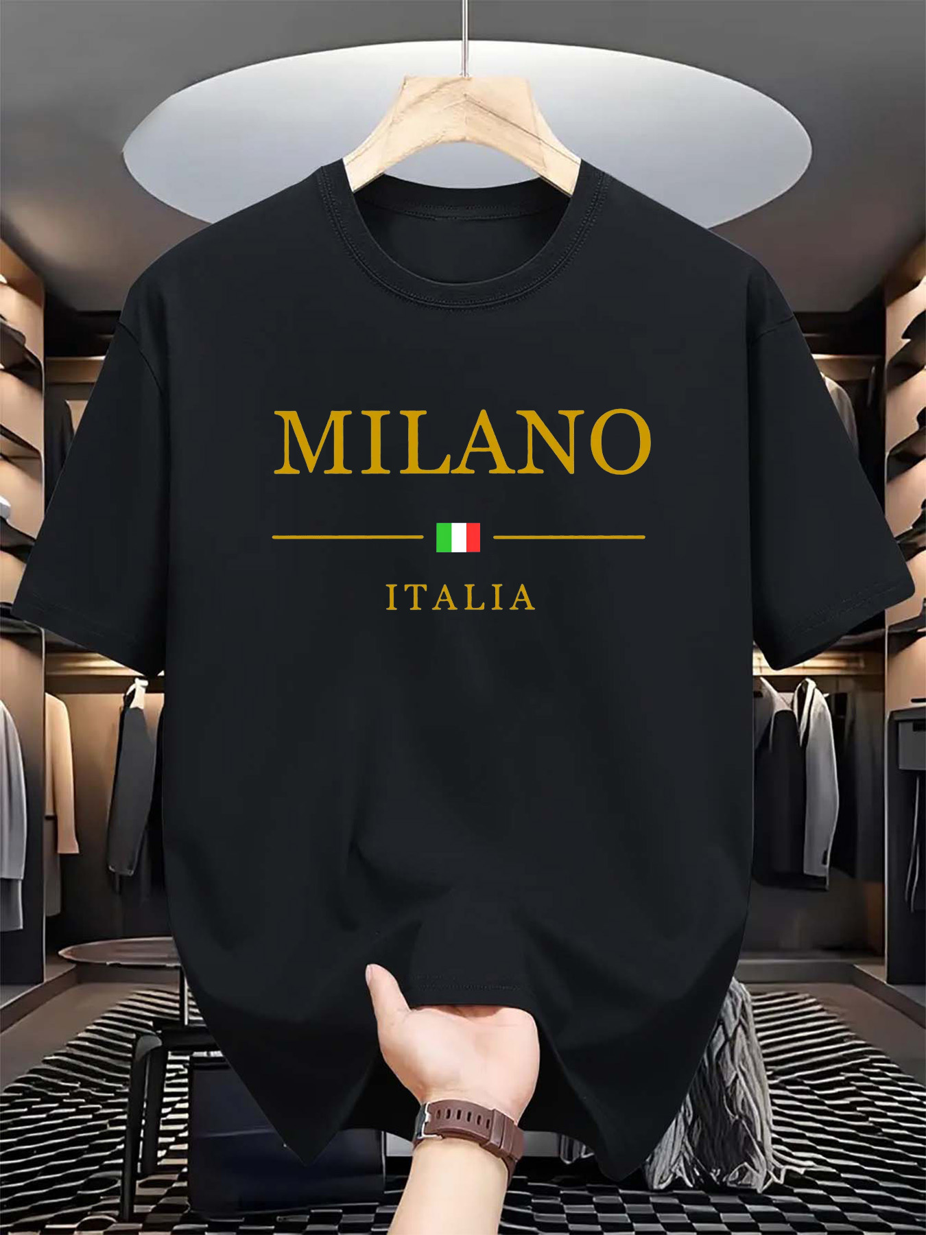 تي شيرت قطني خالص بطباعة ميلان - مراجعة Street Fashion In Milan وسعره