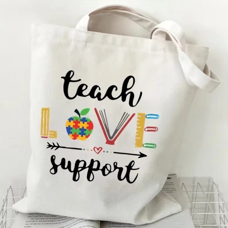 حقيبة كتف نسائية من القماش مع  - مراجعة Tote Bag Canvas Print وسعره