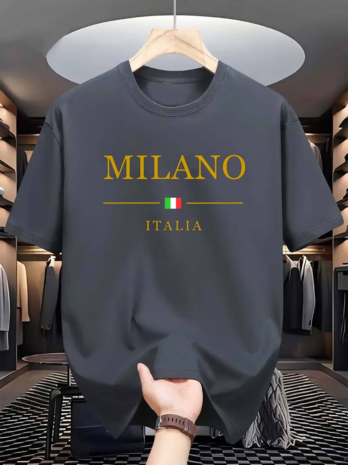 تي شيرت رجالي صيفي مطبوع ثلاثي - مراجعة Street Fashion In Milan وسعره
