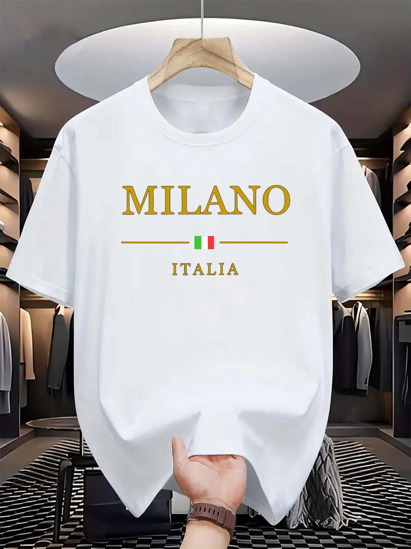 تي شيرت رجالي صيفي مطبوع ثلاثي - مراجعة Street Fashion In Milan وسعره