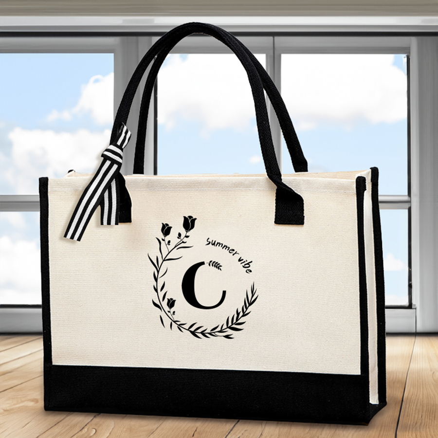 حقيبة يد جلدية مطبوعة بأحرف، ح - مراجعة Tote Bag Canvas Print وسعره