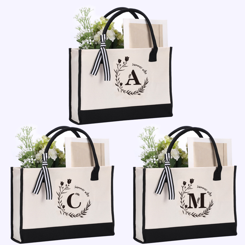 حقيبة يد جلدية مطبوعة بأحرف، ح - مراجعة Tote Bag Canvas Print وسعره