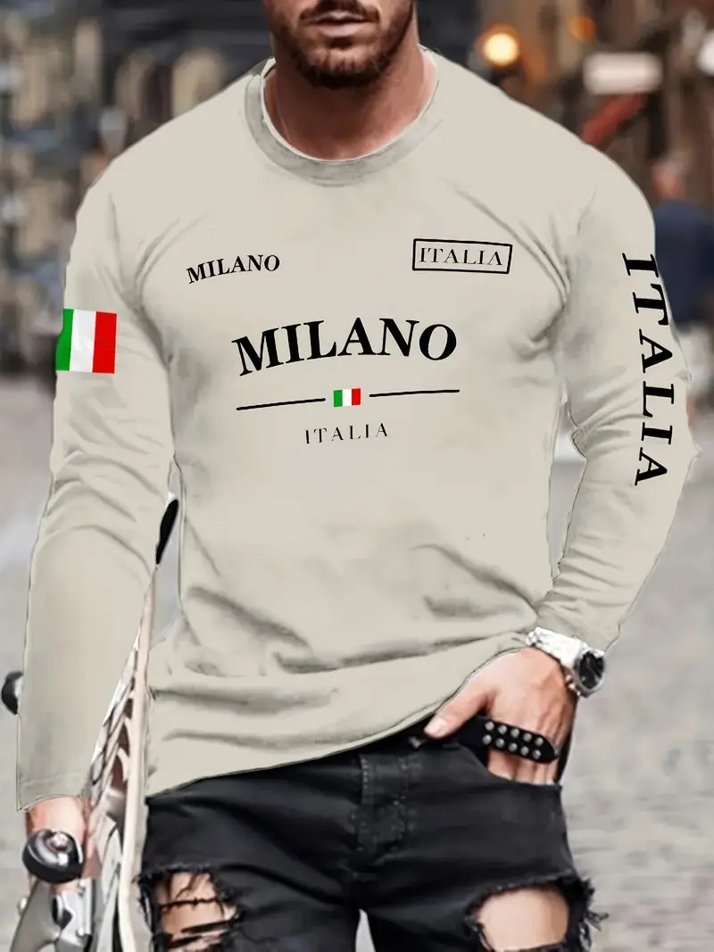 تي شيرت رجالي بأكمام طويلة لرب - مراجعة Street Fashion In Milan وسعره